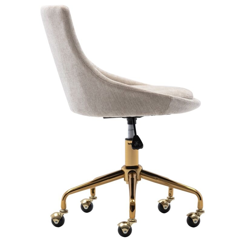 Buy Beige Fabric Upholstered Office Chair Home Office Chair Gold Base
