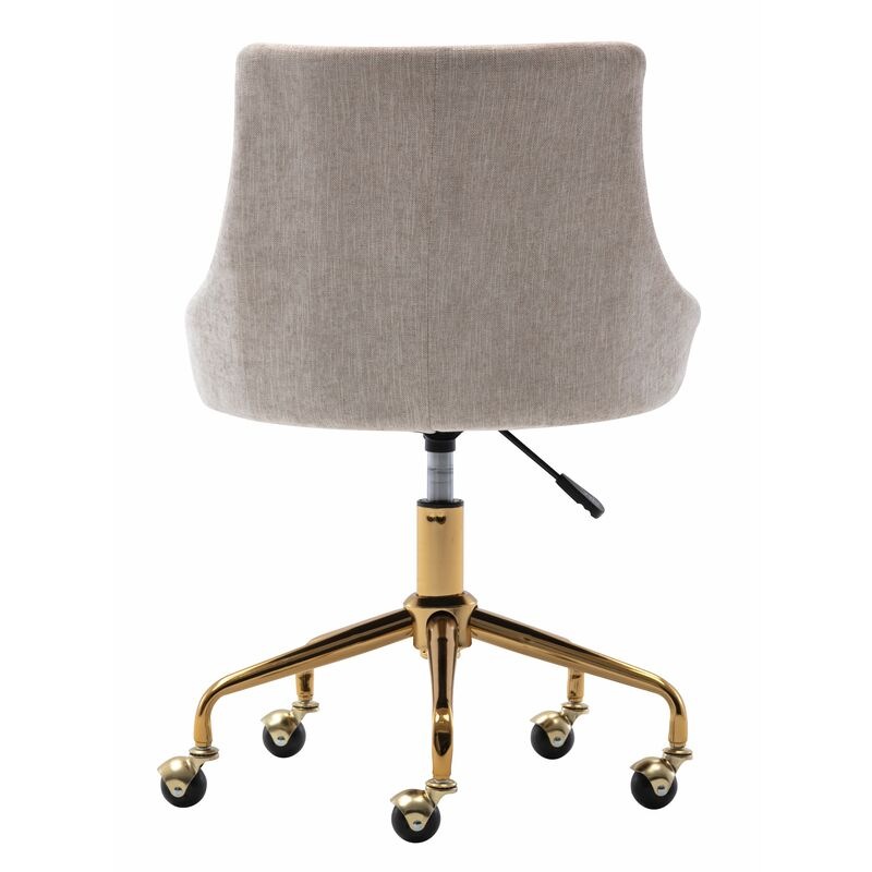 Buy Beige Fabric Upholstered Office Chair Home Office Chair Gold Base