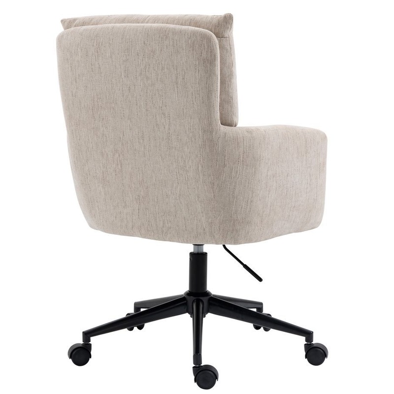 Buy Beige Linen Fabric Upholstered Padded Office Chair Home Office