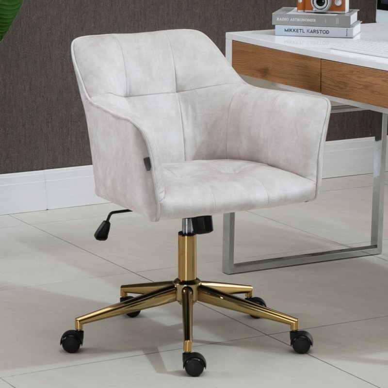 Buy Beige Striped Velvet Fabric Upholstered Office Chair Home Office