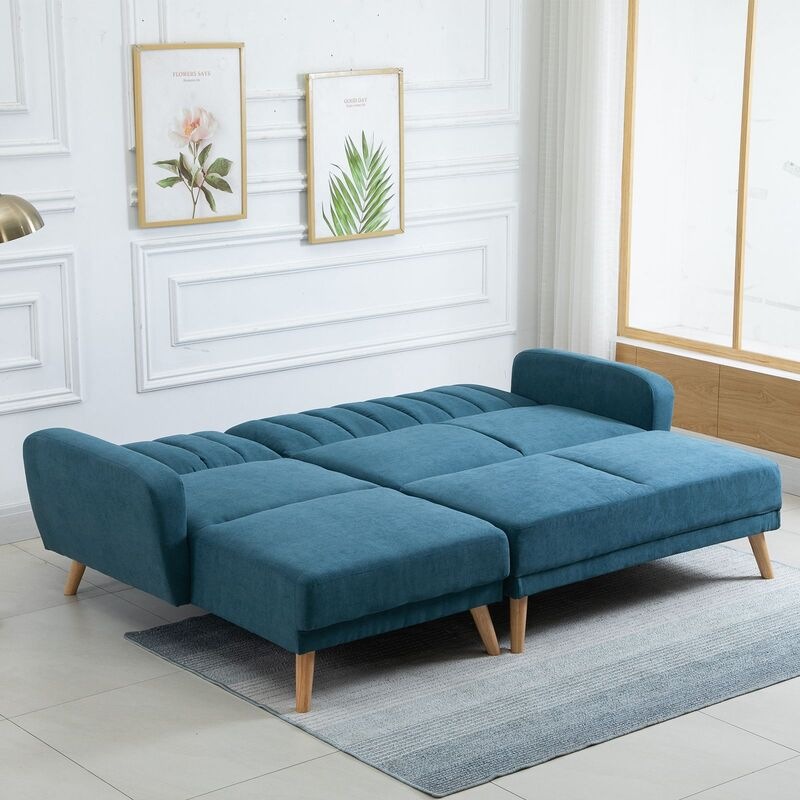 Buy Blue Fabric LShape 5 Seater Sofa Bed Lounge Suite with Chaise and
