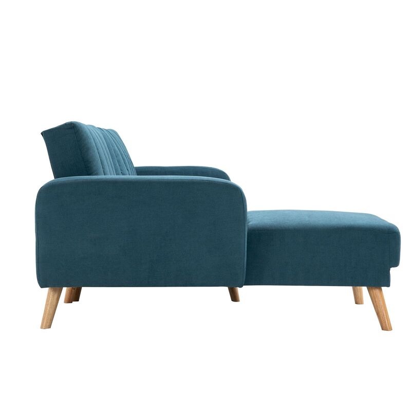 Buy Blue Fabric LShape 5 Seater Sofa Bed Lounge Suite with Chaise and