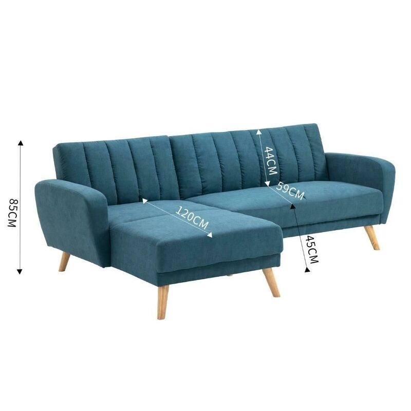 Buy Blue Fabric LShape 5 Seater Sofa Bed Lounge Suite with Chaise and
