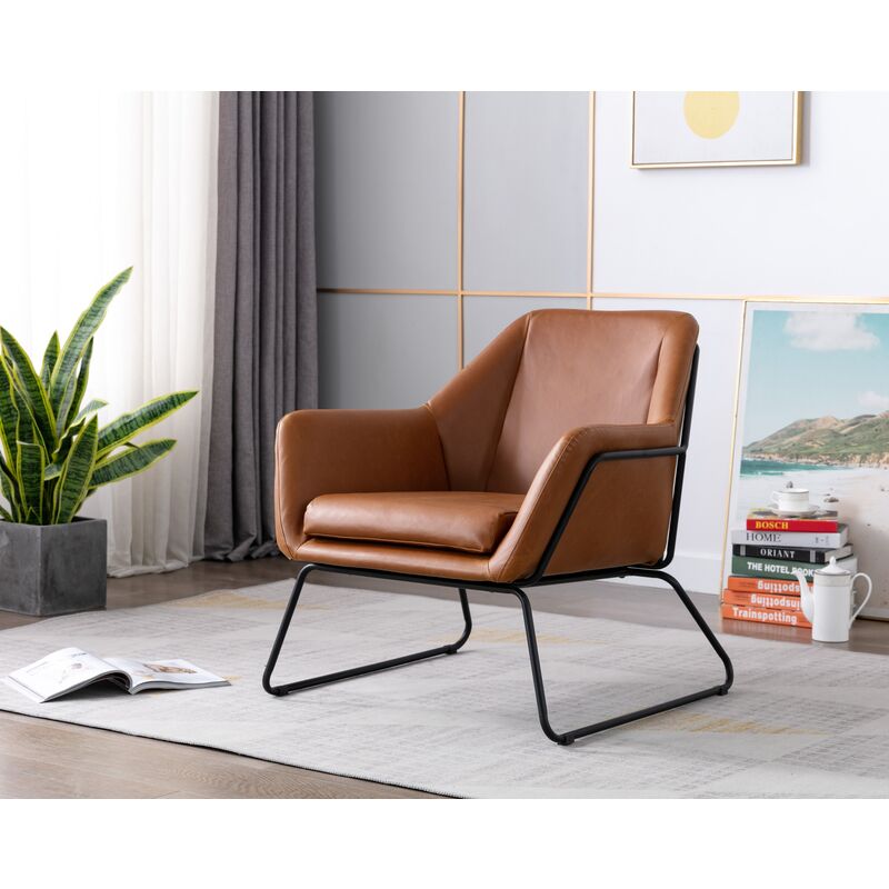 Brown PU Leather Armchair Lounge Chair Accent Armchairs Single Sofa