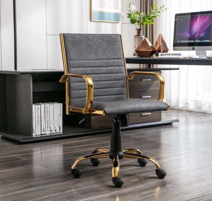 Leather upholstered deals office chair