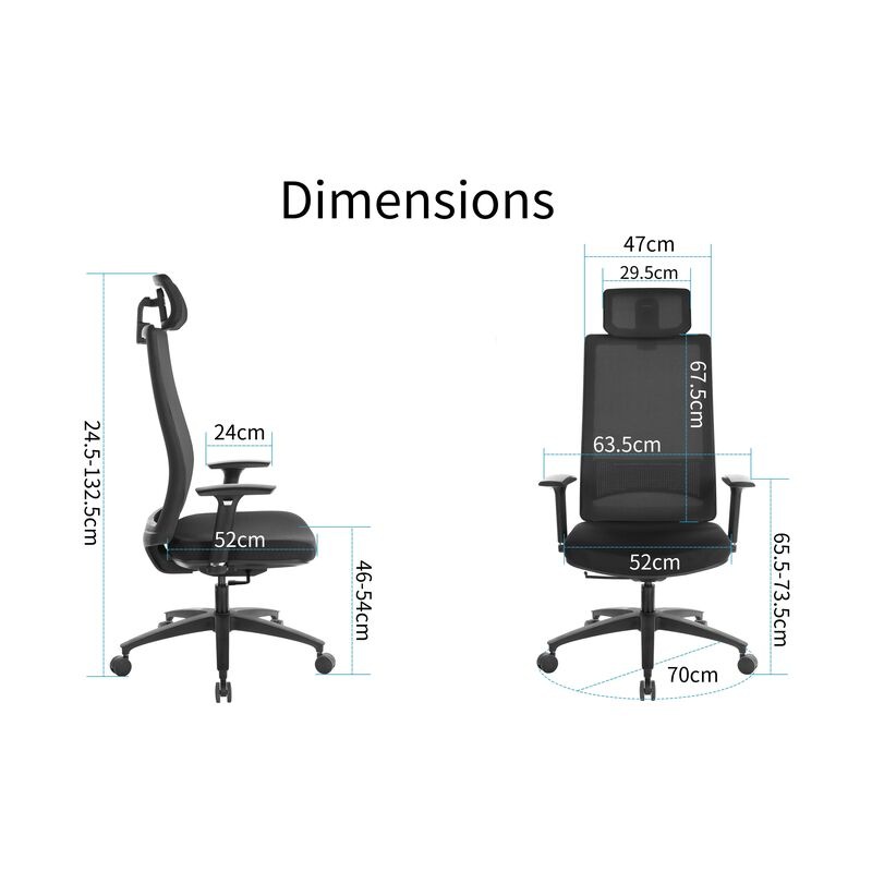 Buy Ergonomic Office Chair Black Mesh High Back Adjustable Headrest ...