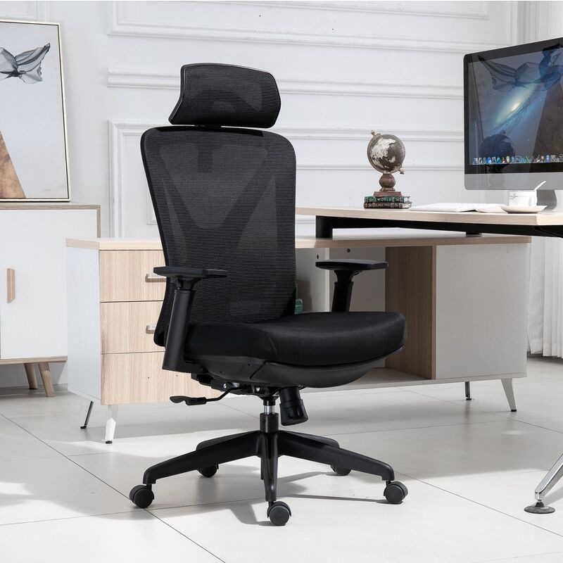 Buy Ergonomic Office Chair Black Mesh High Back Headrest Telescopic