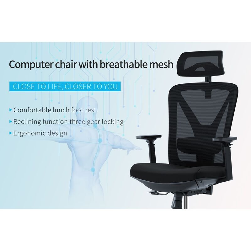 Buy Ergonomic Office Chair Black Mesh High Back Headrest Telescopic