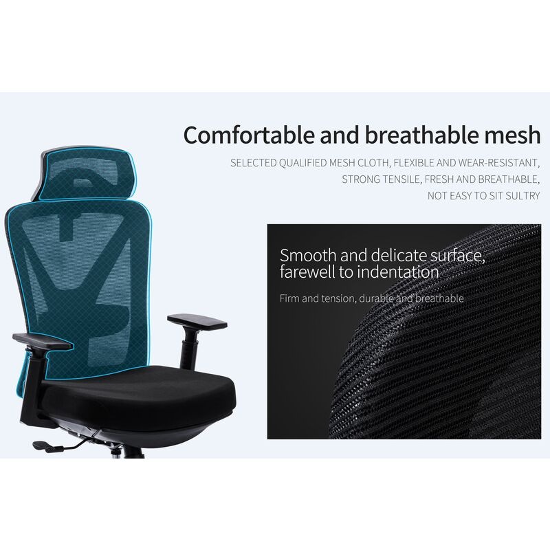Buy Ergonomic Office Chair Black Mesh High Back Headrest Telescopic
