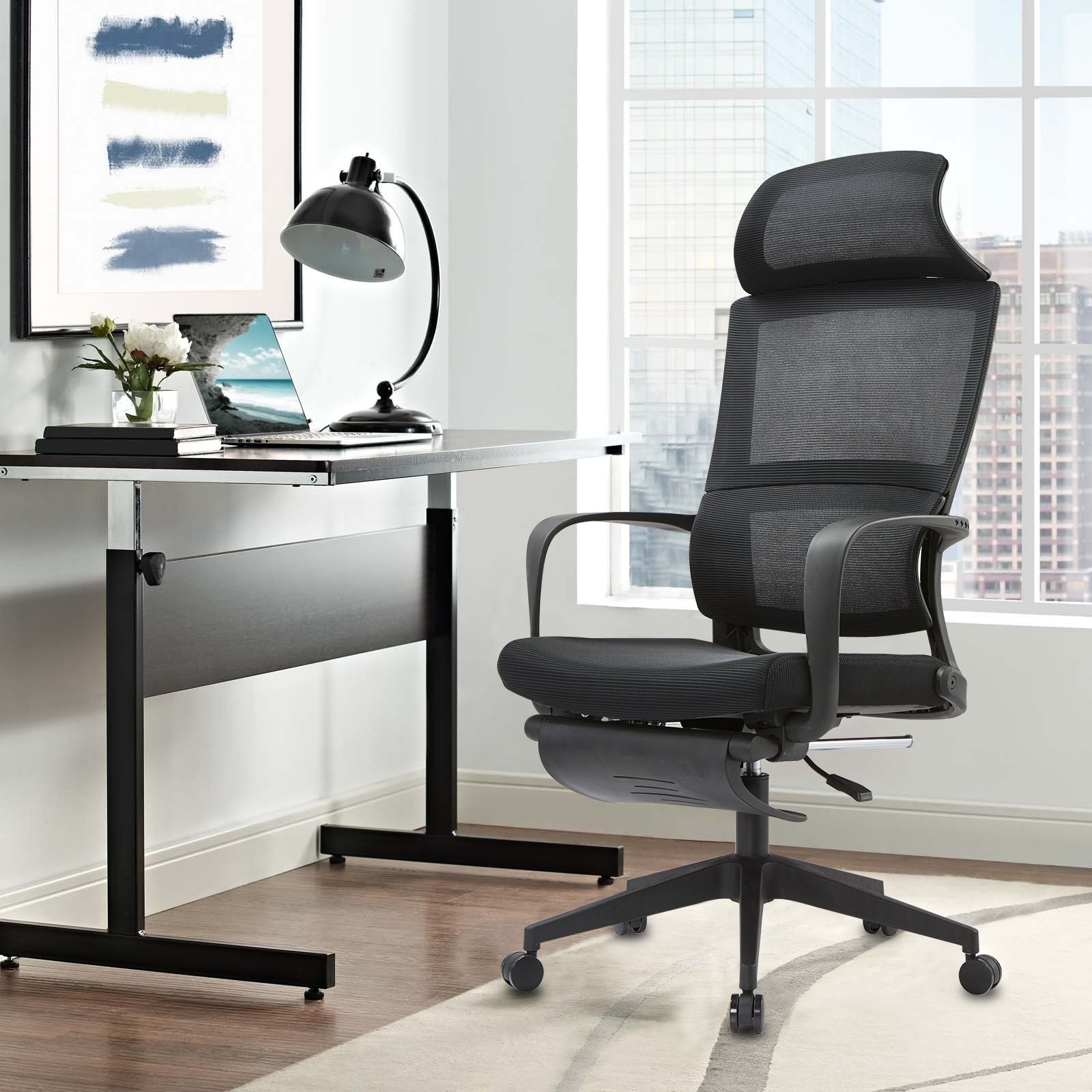 office chair with headrest and footrest