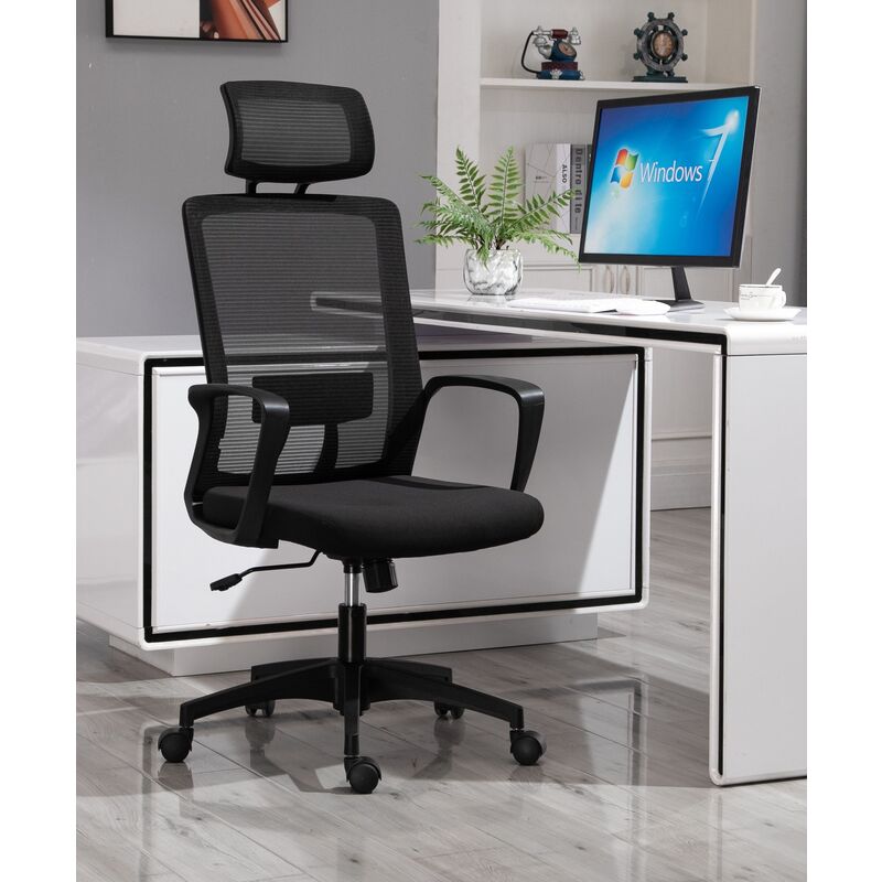 Ergonomic Office Chair Computer Chair Mesh Headrest Executive High Back Black