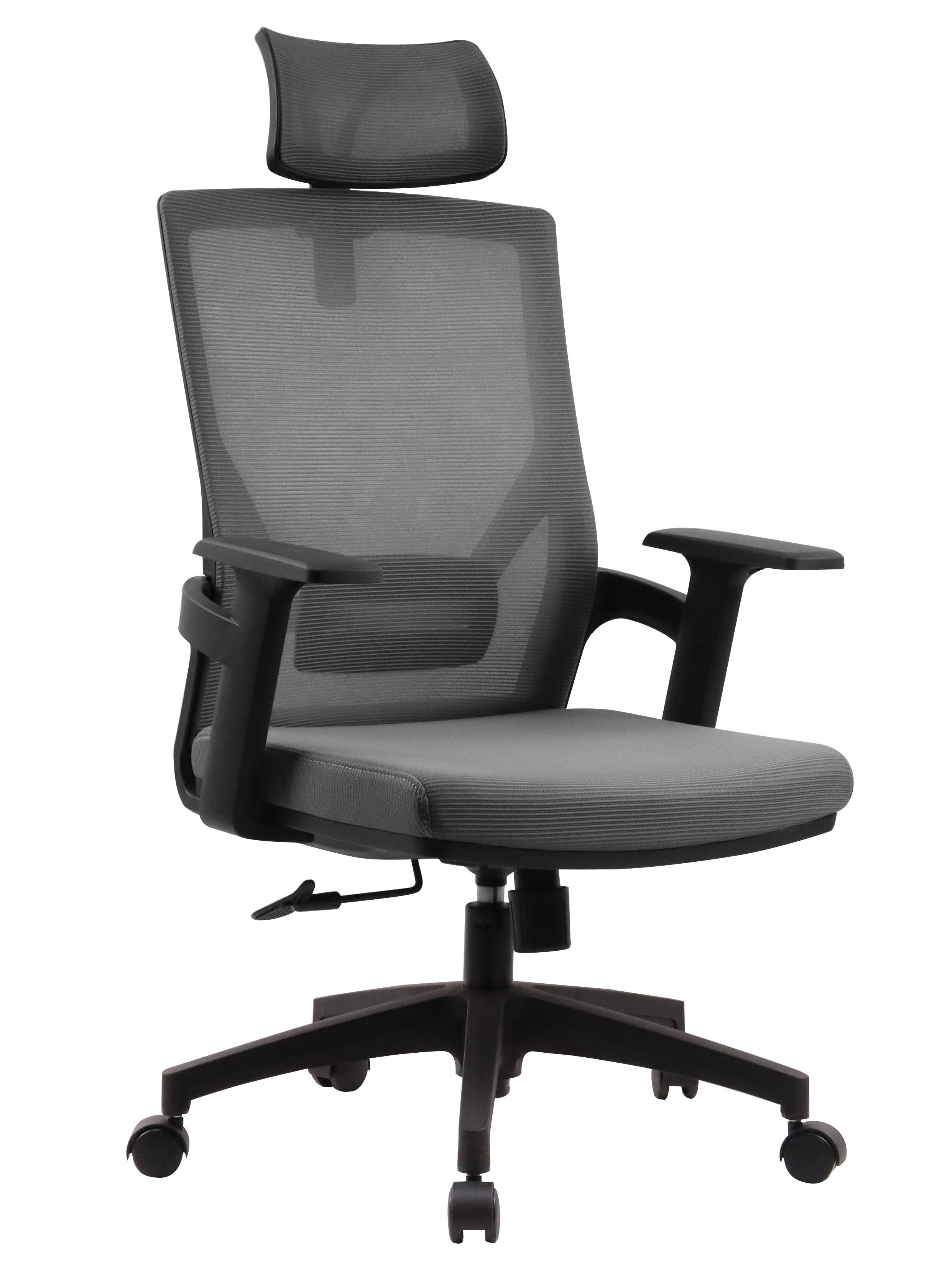 Ergonomic Office Chair Grey Mesh High Back Headrest Rocking Mechanism