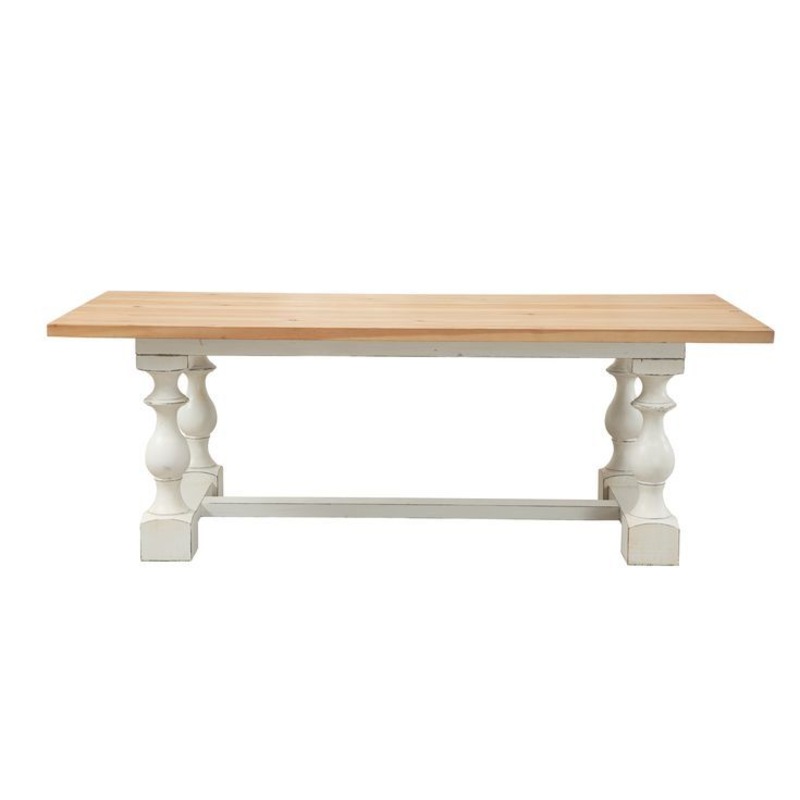 Buy French Provincial Natural and Antique White Rectangular Dining