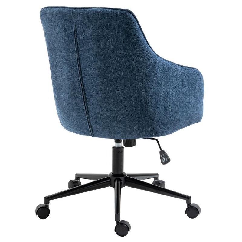 Buy Navy Blue Lined Linen Fabric Upholstered Office Chair Home Office ...