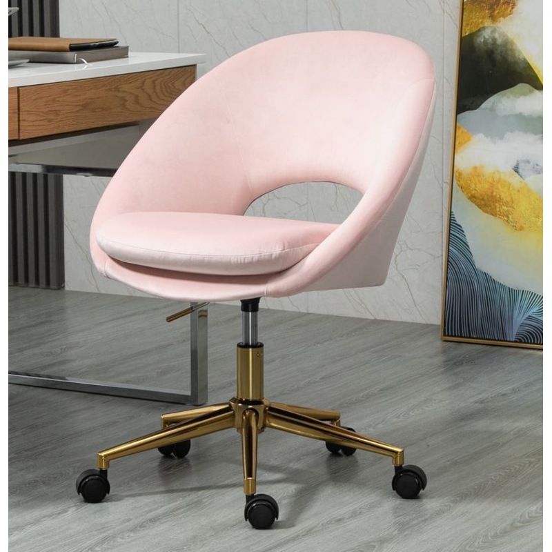 Buy Pale Pink Velvet Fabric Upholstered Office Chair Home Office Chair Chrome Base MyDeal