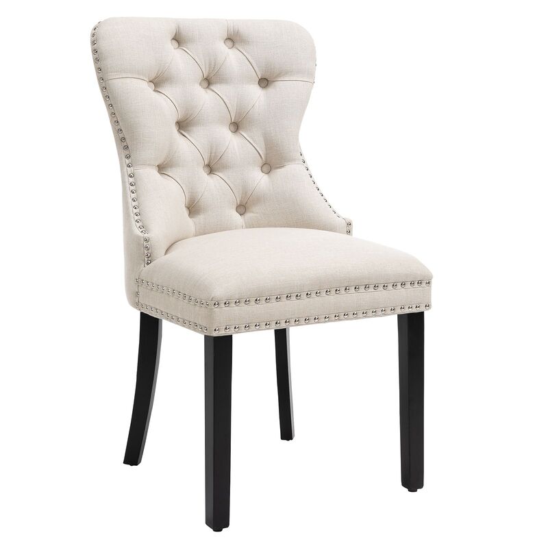 cream nailhead dining chair