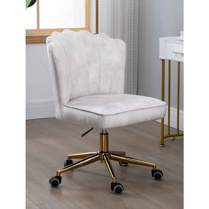 Velvet Upholstered Tufted Office Chair Gold BaseBeige MyDeal