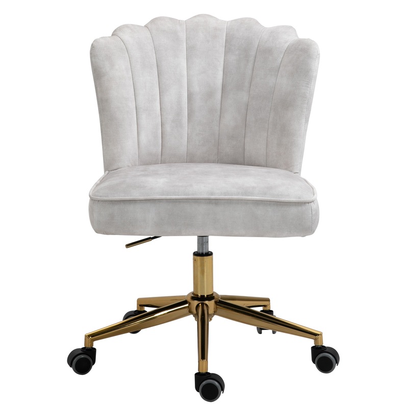 Buy Shell Velvet Upholstered Office Chair Gold BaseBeige MyDeal