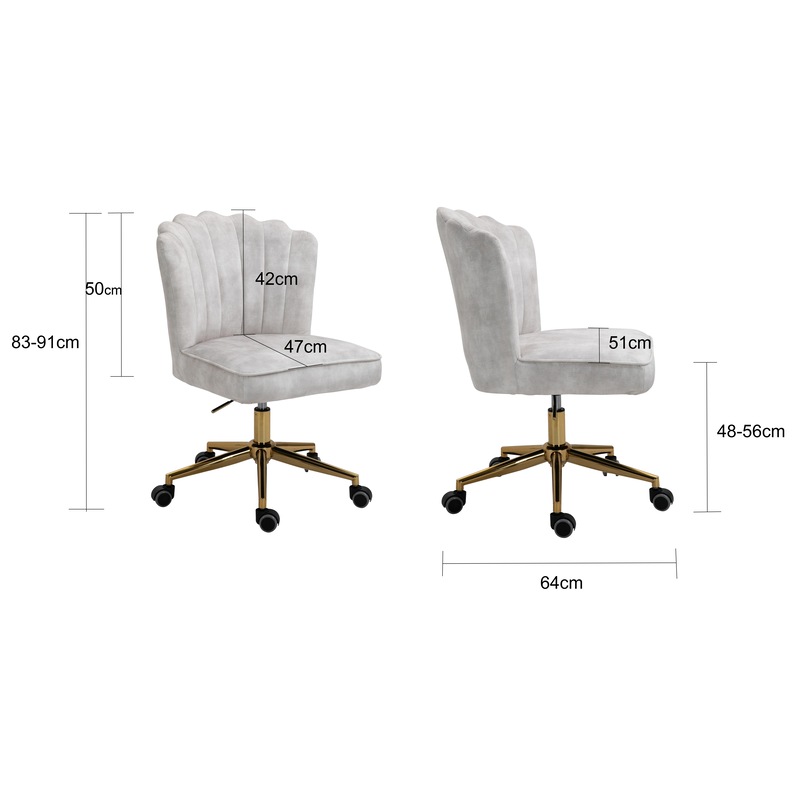 Buy Shell Velvet Upholstered Office Chair Gold BaseBeige MyDeal