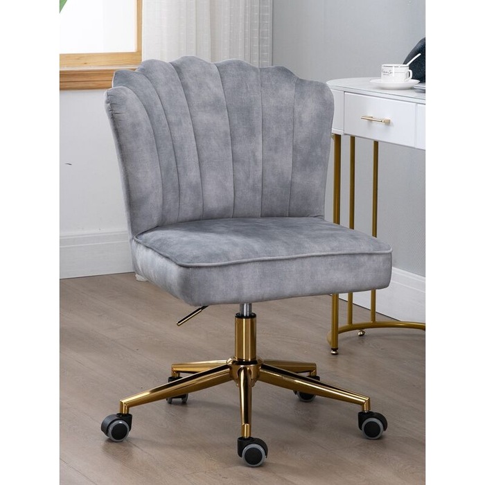 Velvet Upholstered Tufted Office Chair with StudsChampagne MyDeal
