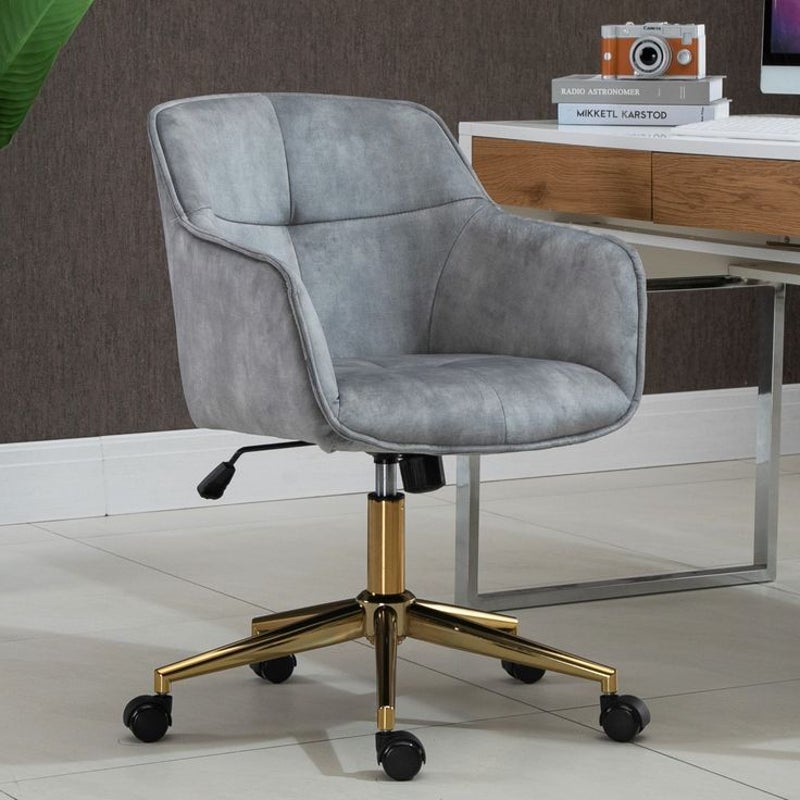 Buy Silver Lined Velvet Fabric Upholstered Office Chair Home Office