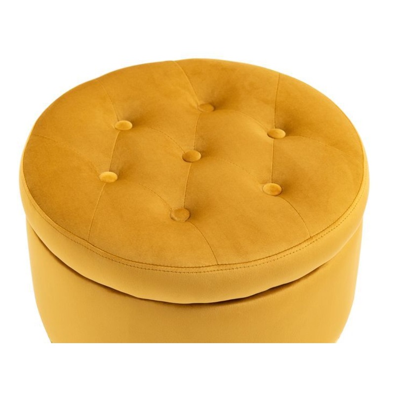 Buy Small Mustard Yellow Fabric Storage Ottoman Tufted Foot Stool Studs and Rings - MyDeal
