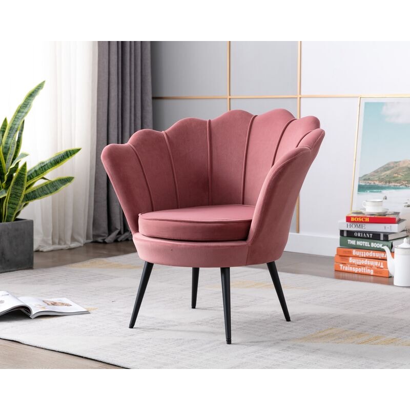 Velvet S Fabric Pink Armchair Lounge Chair Accent Armchairs Single Sofa Mydeal Velvet S Fabric Pink Armchair, Pink Armchairs Uk