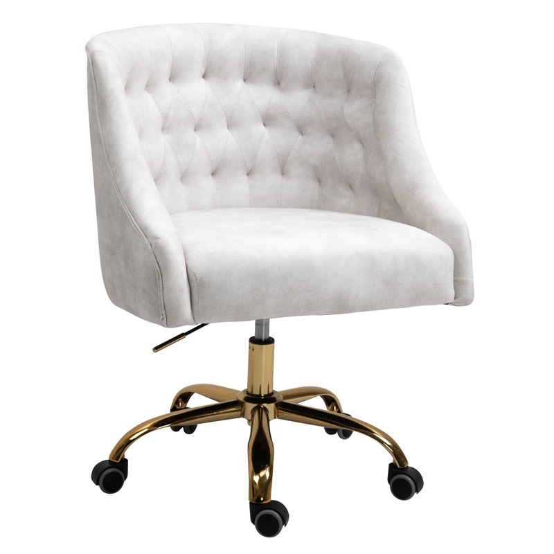 Buy Velvet Upholstered Tufted Office Chair Gold BaseBeige MyDeal