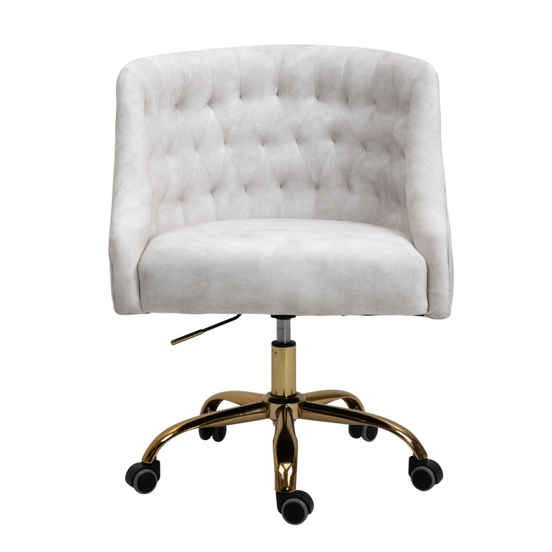 Buy Velvet Upholstered Tufted Office Chair Gold BaseBeige MyDeal
