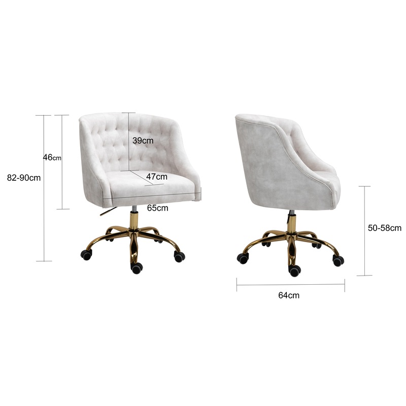 Buy Velvet Upholstered Tufted Office Chair Gold BaseBeige MyDeal