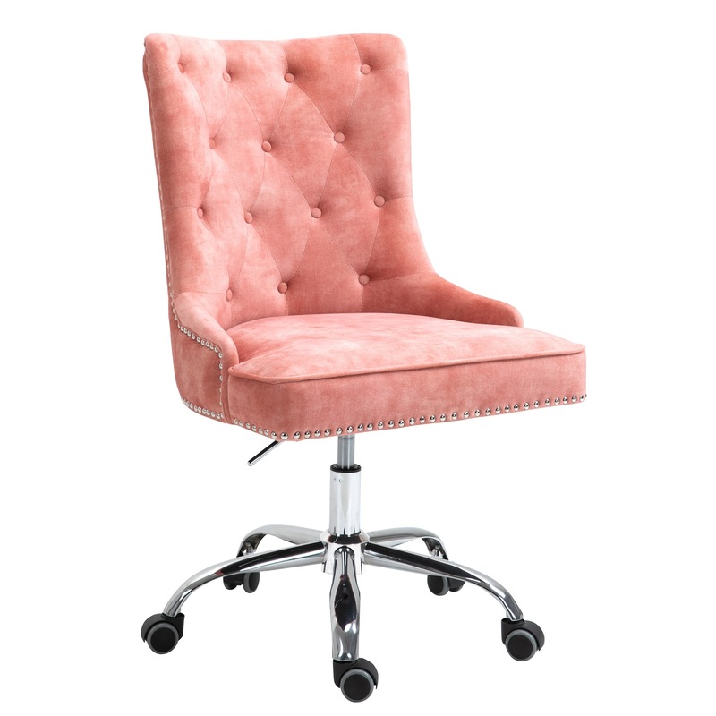 Buy Velvet Upholstered Tufted Office Chair with StudsPink MyDeal