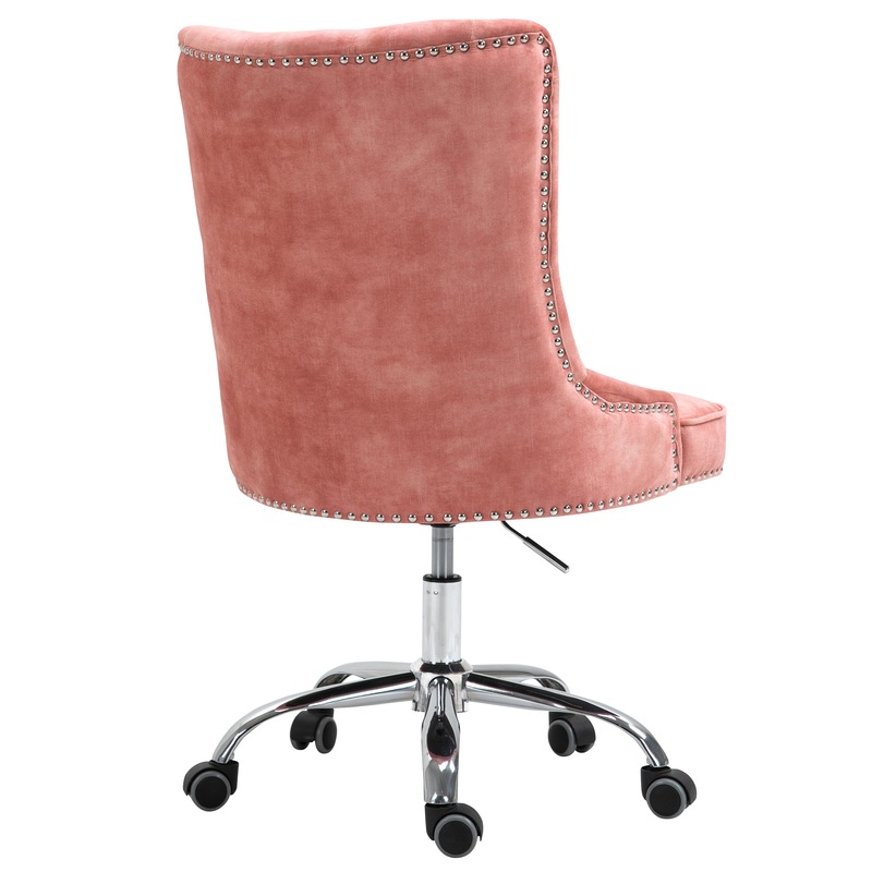 Buy Velvet Upholstered Tufted Office Chair with StudsPink MyDeal