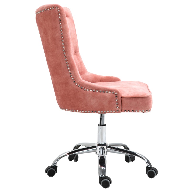 Buy Velvet Upholstered Tufted Office Chair with StudsPink MyDeal
