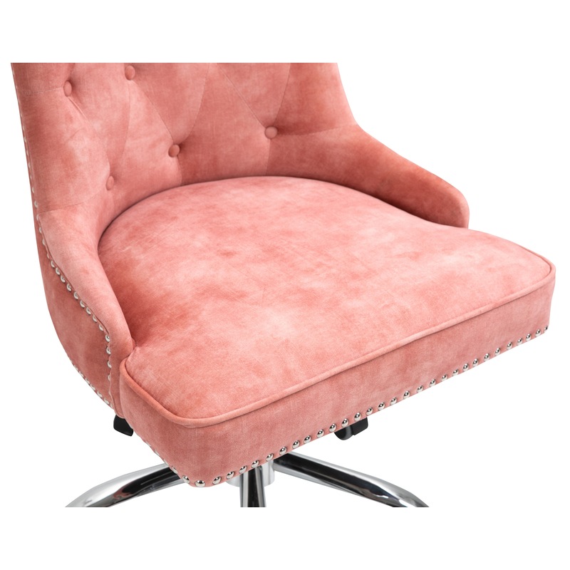 Buy Velvet Upholstered Tufted Office Chair with StudsPink MyDeal