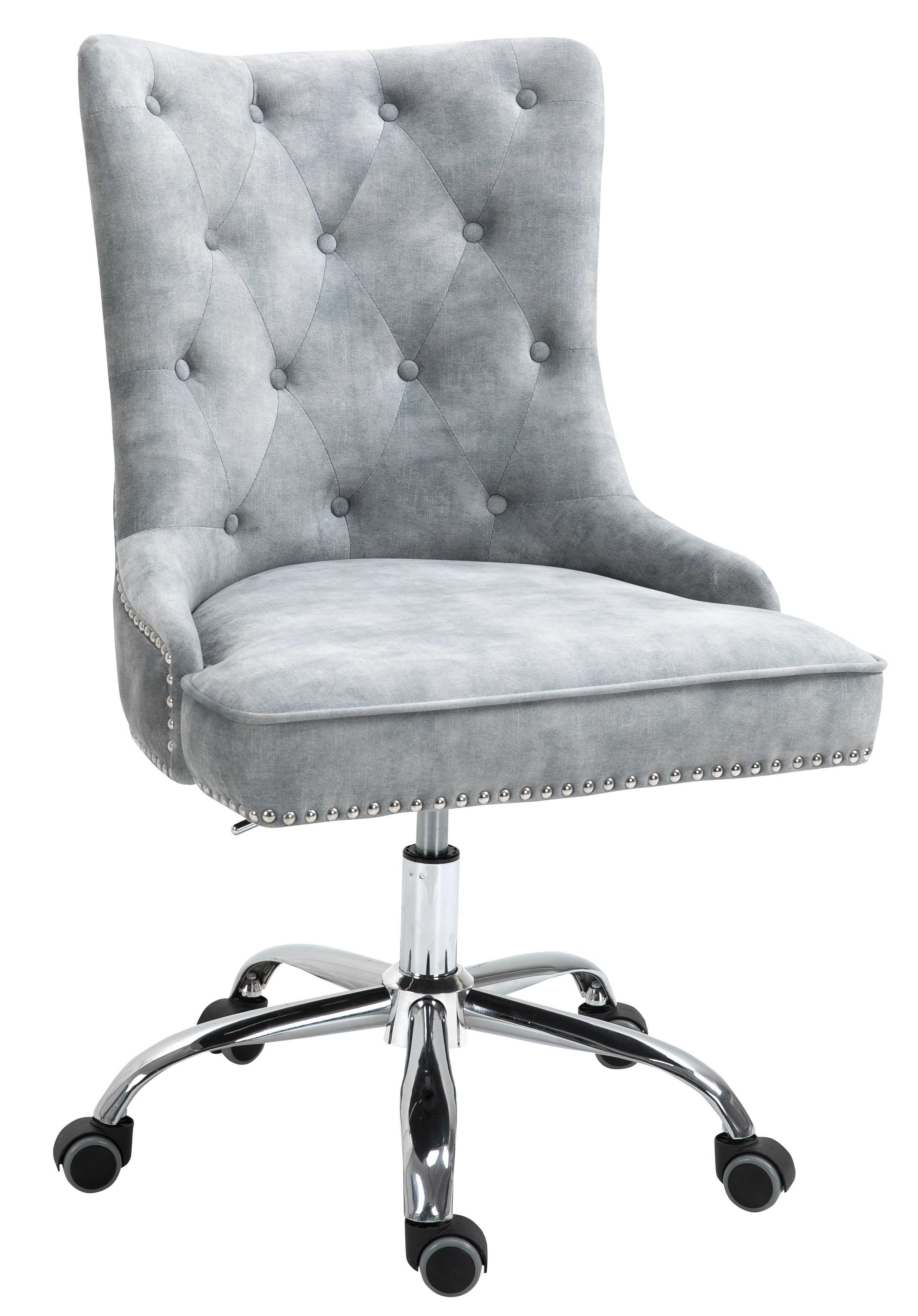 silver tufted chair