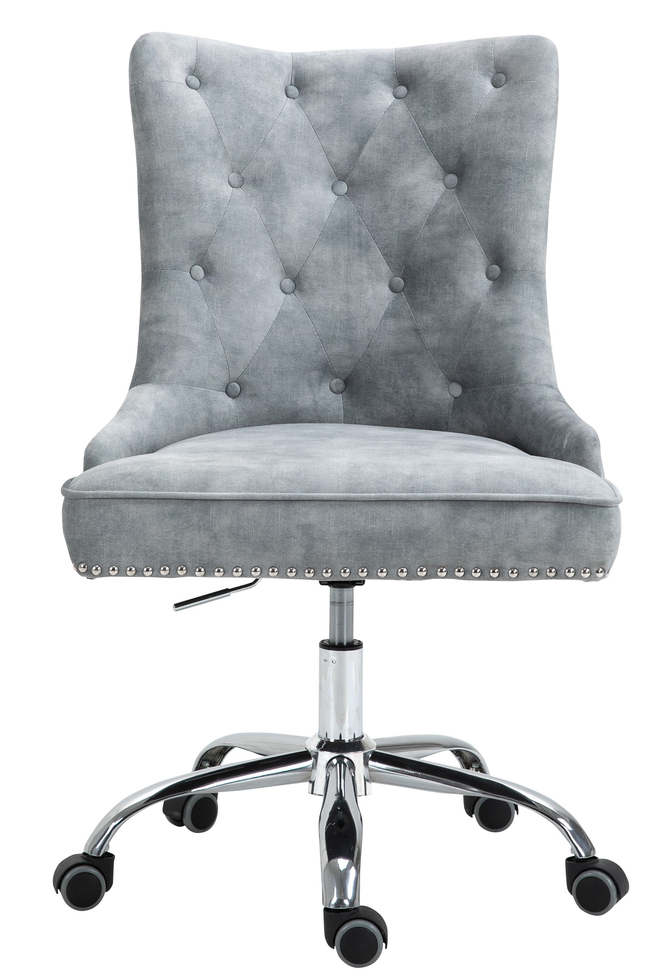 silver tufted chair