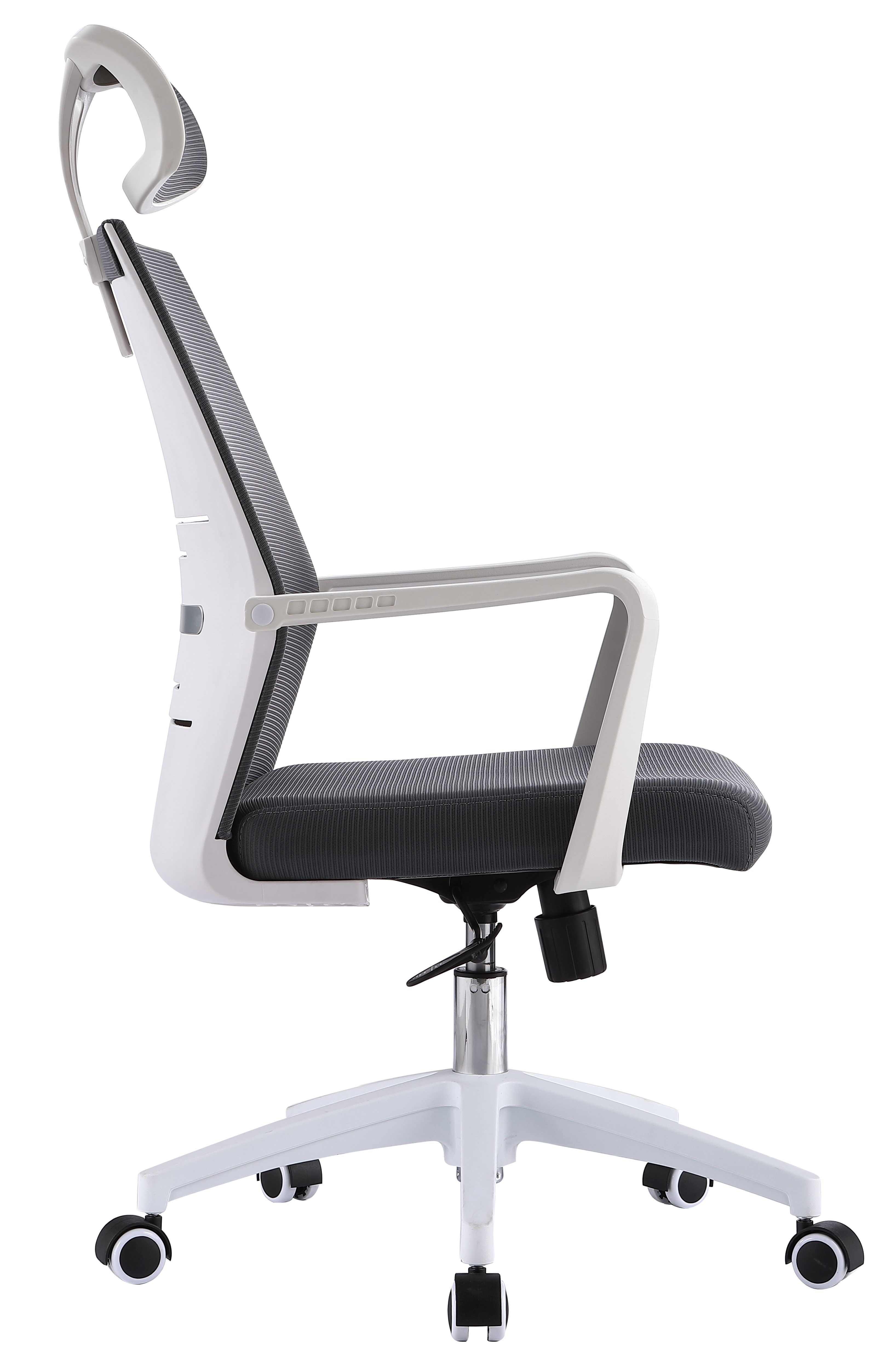 white ergonomic office chair with headrest