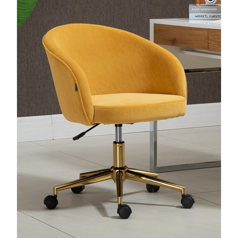 Buy Yellow Velvet Fabric Upholstered Office Chair Home Office Chair