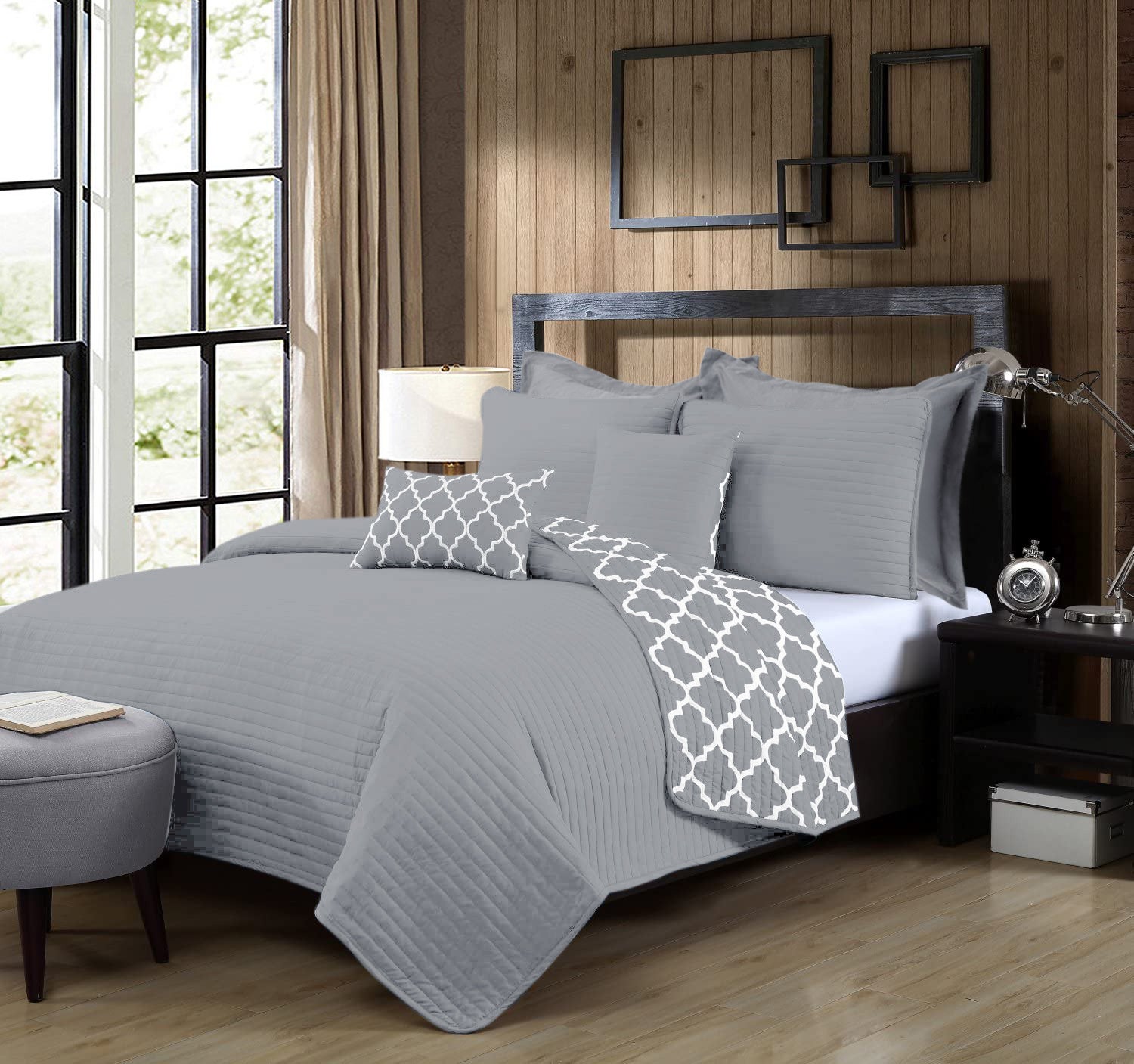 7 Piece Luxury Bamboo Blend Reversible Comforter Set