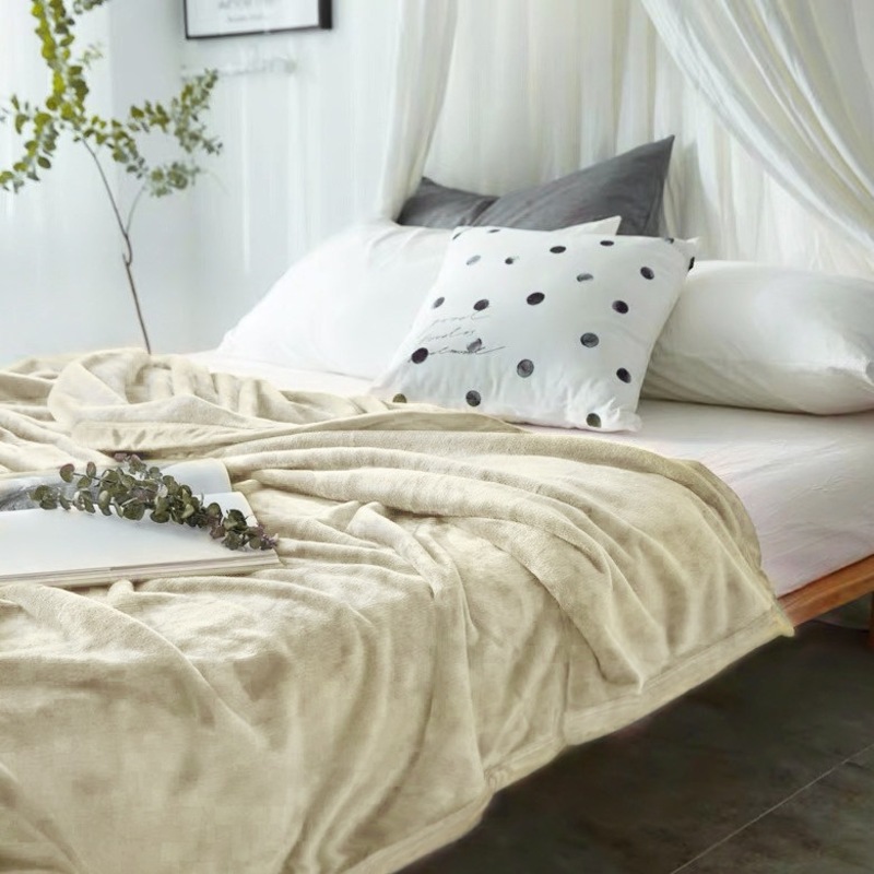 Buy Queen Size Mink Blanket Throw in Cream 720GSM MyDeal