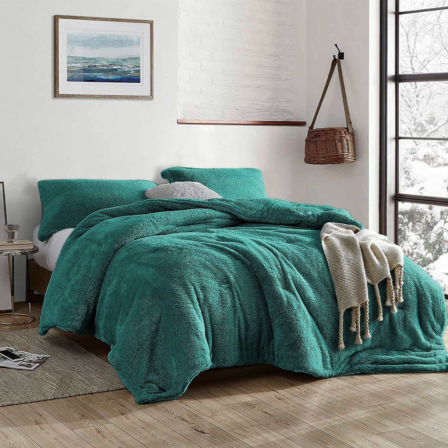 Green teddy fleece bedding hot sale