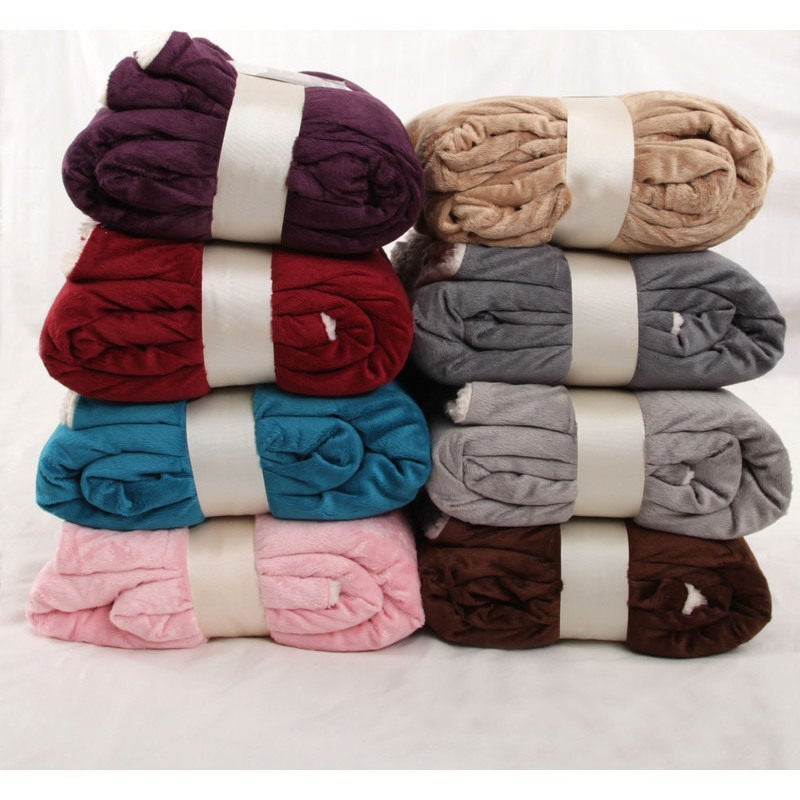 Reversible Micro Sherpa Throw Blanket in 8 Colours
