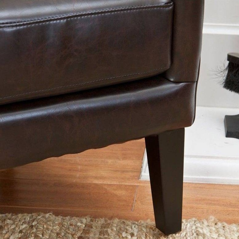 Buy Vintage Bonded Leather High Back Armchair in Brown MyDeal