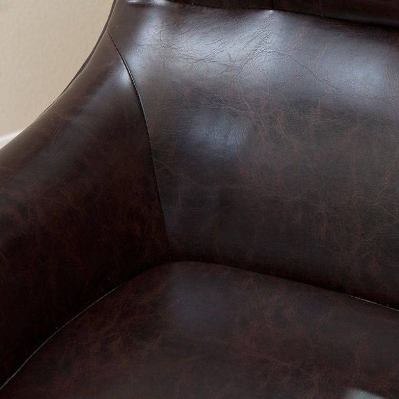 Buy Vintage Bonded Leather High Back Armchair in Brown MyDeal