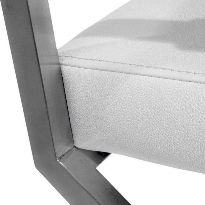 Buy Minimalist Steel & Bonded Leather Armchair in White MyDeal