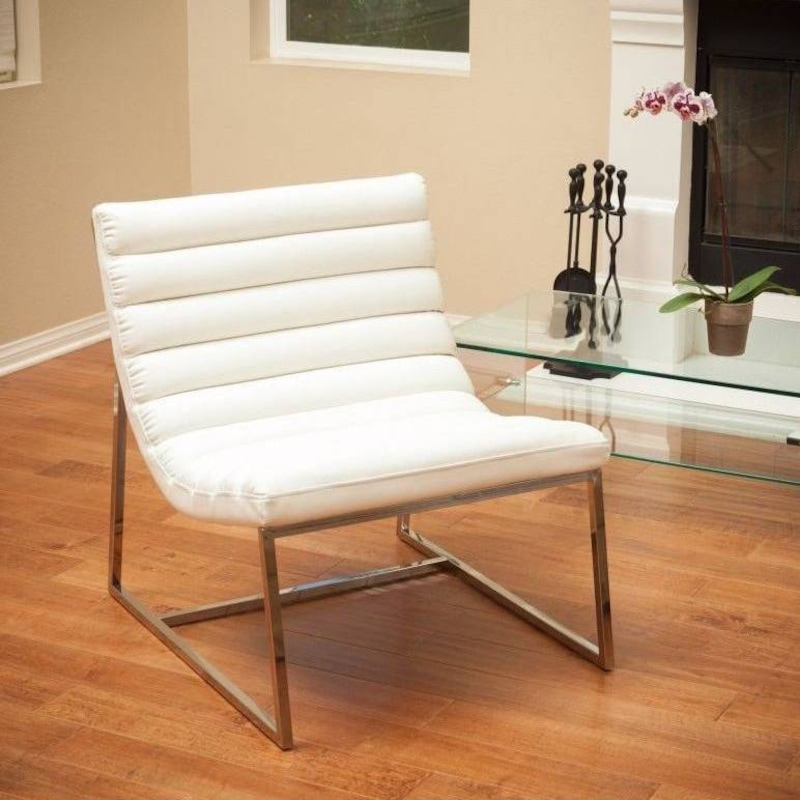 Buy Rhea Bonded Leather & Steel Lounge Chair in White MyDeal