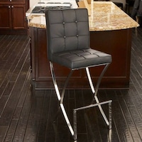 Pandora Bonded Leather & Steel Bar Stool in Black