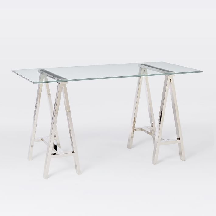 Venus Stainless Steel & Glass Office Table 77x150cm