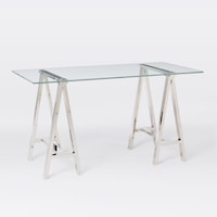 Venus Stainless Steel & Glass Office Table 77x150cm