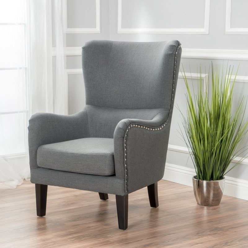 Salerno High Back Fabric Padded Armchair in Grey